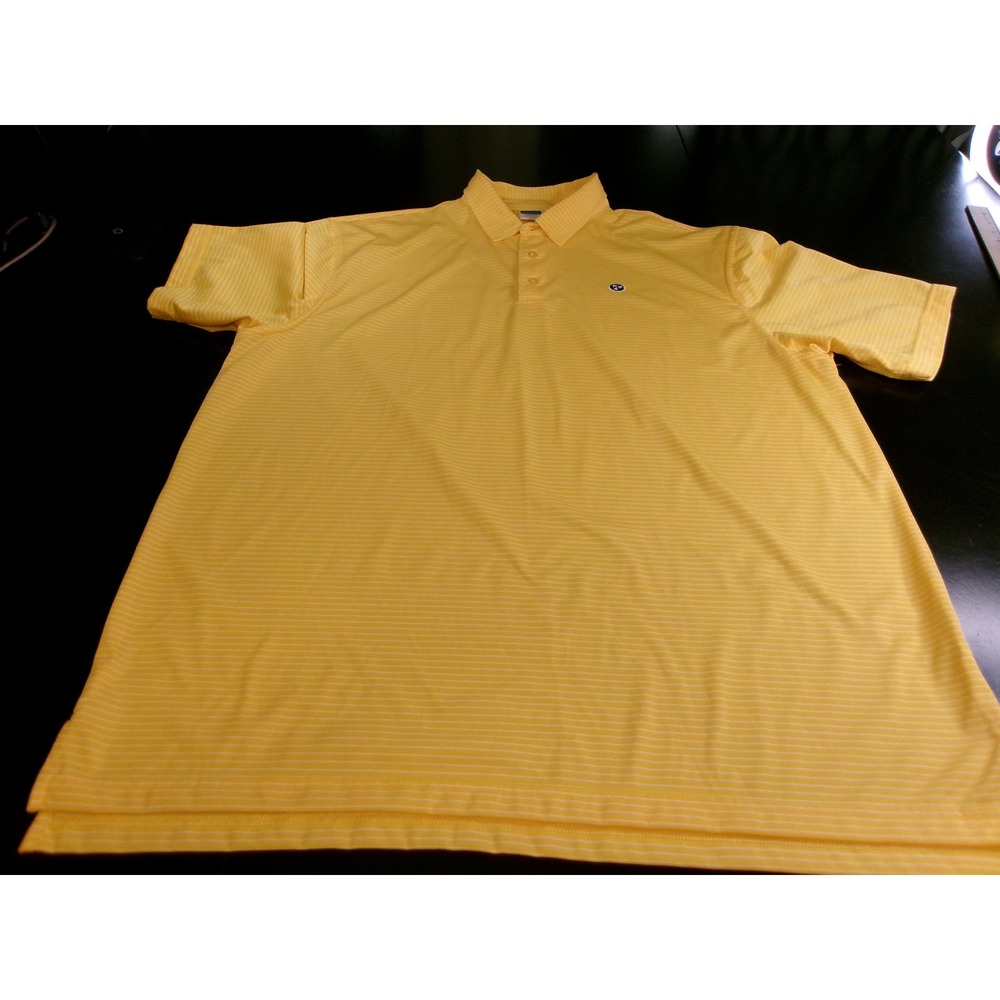 Volunteer Traditions Mens 2XL Yellow Striped Tennessee Tri-Star Polo Shirt C001